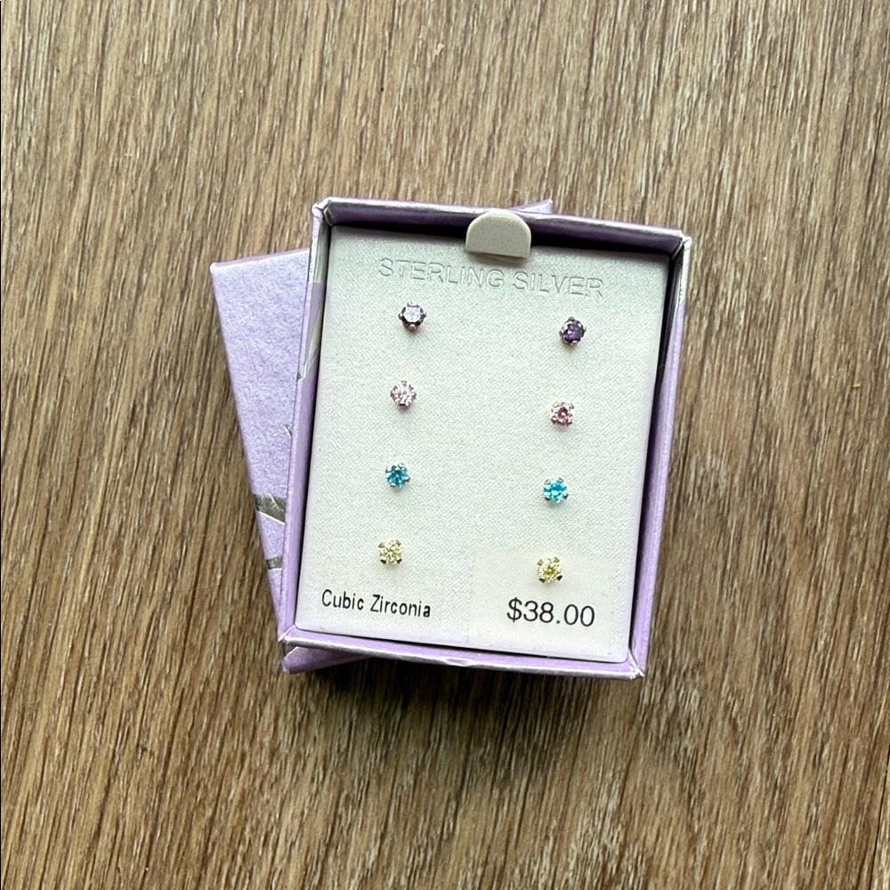 Sterling Silver Cubic Zirconia Earrings Set